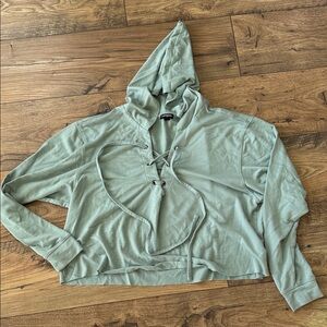 Express Light Green Lace-Up Hoodie